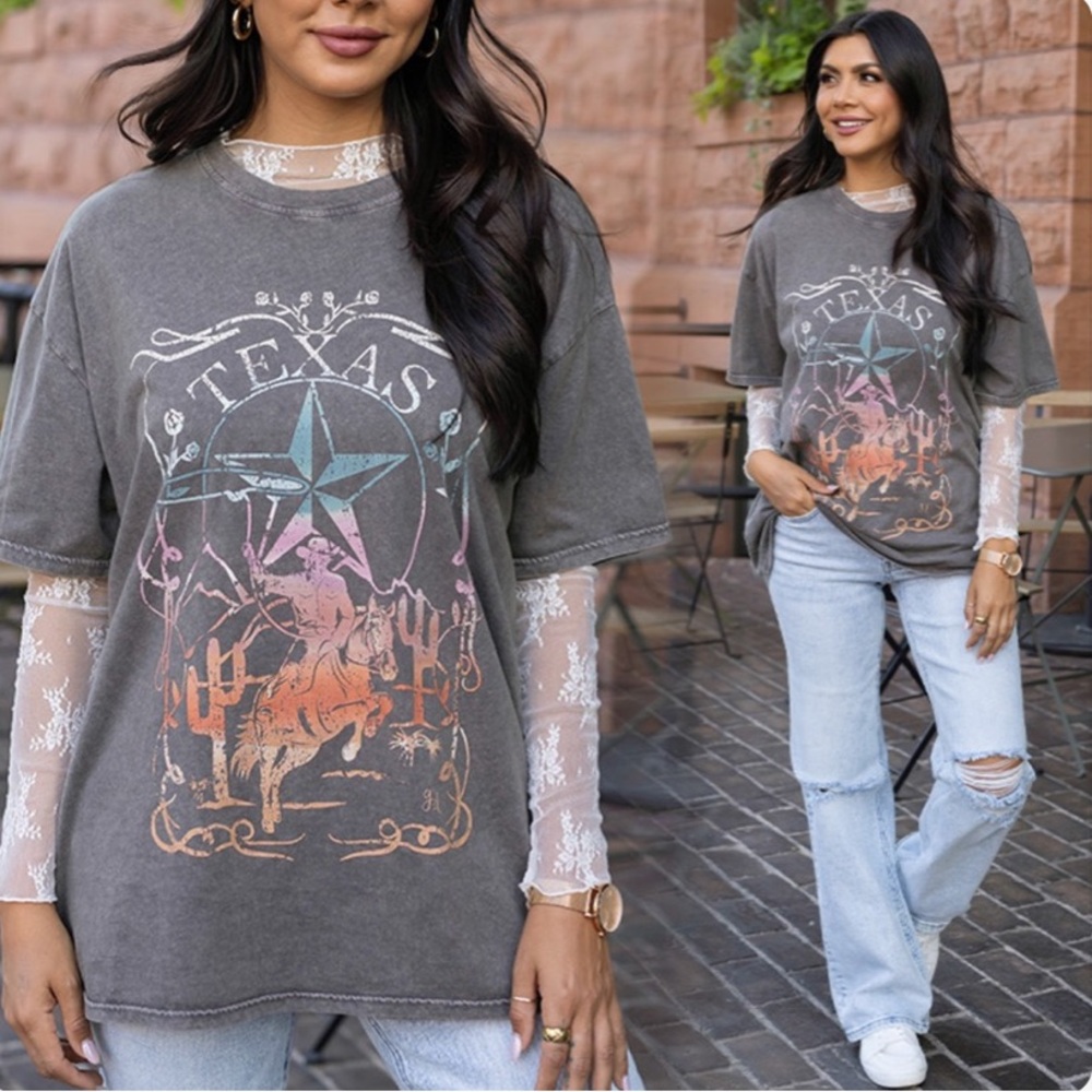 NWT Grace & Lace Boyfriend Fit Graphic Tee - Texas Grace and Lace